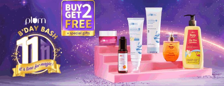 Plum 11th Birthday Sale: Buy 2 Get 2 FREE + Surprise Gifts on Sitewide
