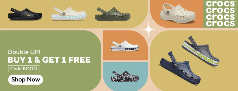Crocs Double Up Sale:【Buy 1 Get 1 FREE】on Sitewide