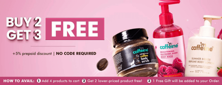 Mcaffeine Discount Code: Buy 2 Get 3 FREE on Sitewide(No Code Required) + Extra 5% OFF on Prepaid Discount