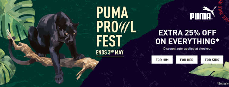 Puma Prowl Fest Sale: Get Extra 25% OFF on Everything