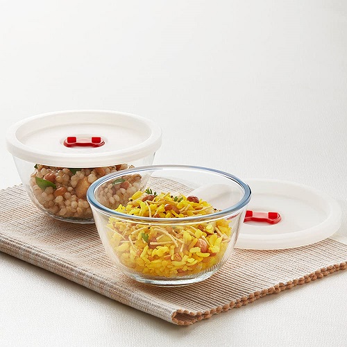 Borosil Glass Mixing & Serving Bowls With Lids, Oven & Microwave Safe Bowls