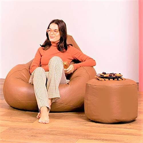 LEXAVI Brand - XXXL Combo Beanbag with Footstool Filled with High Density Beans