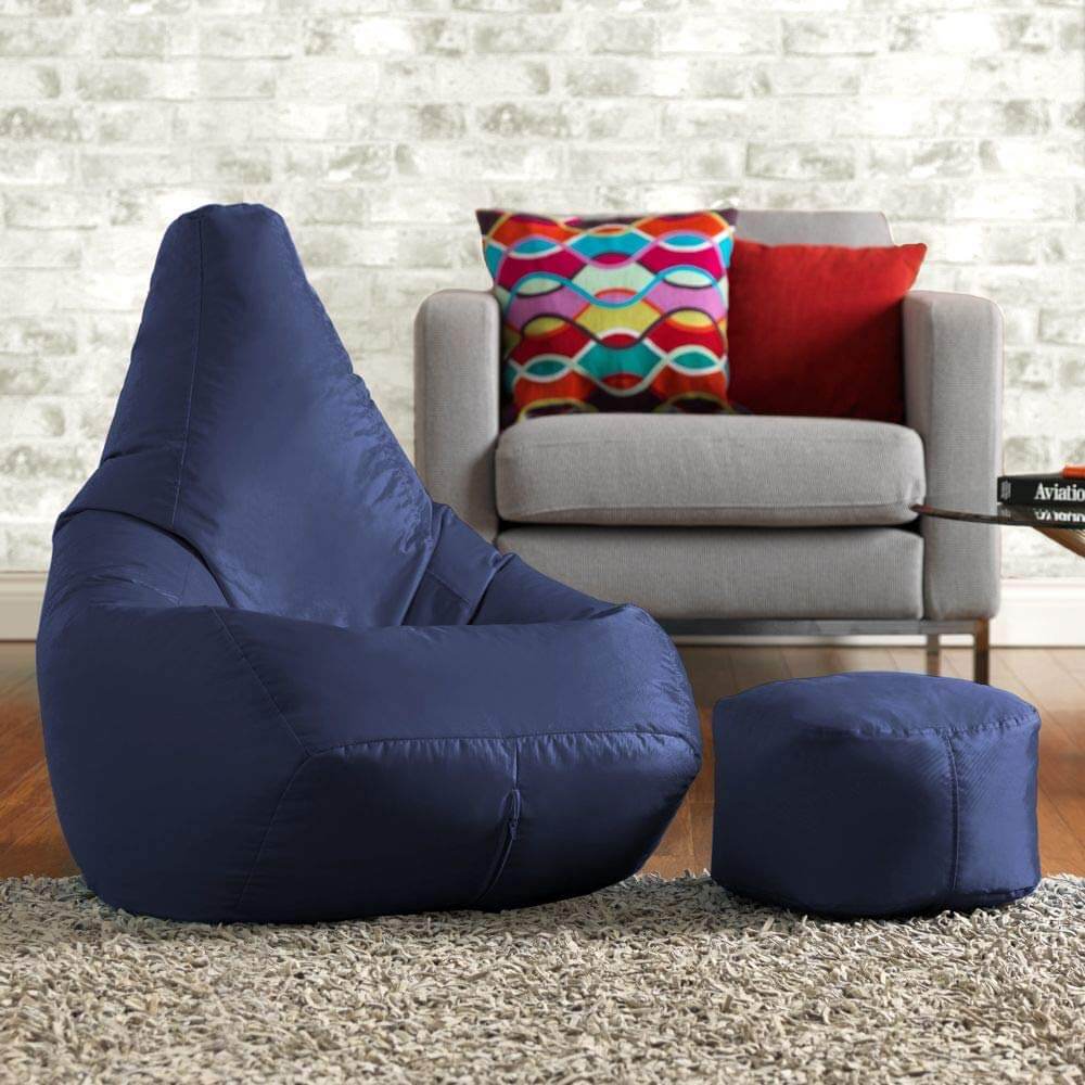 Nest Bedding Leather Bean Bag with Foot Stool Pouf
