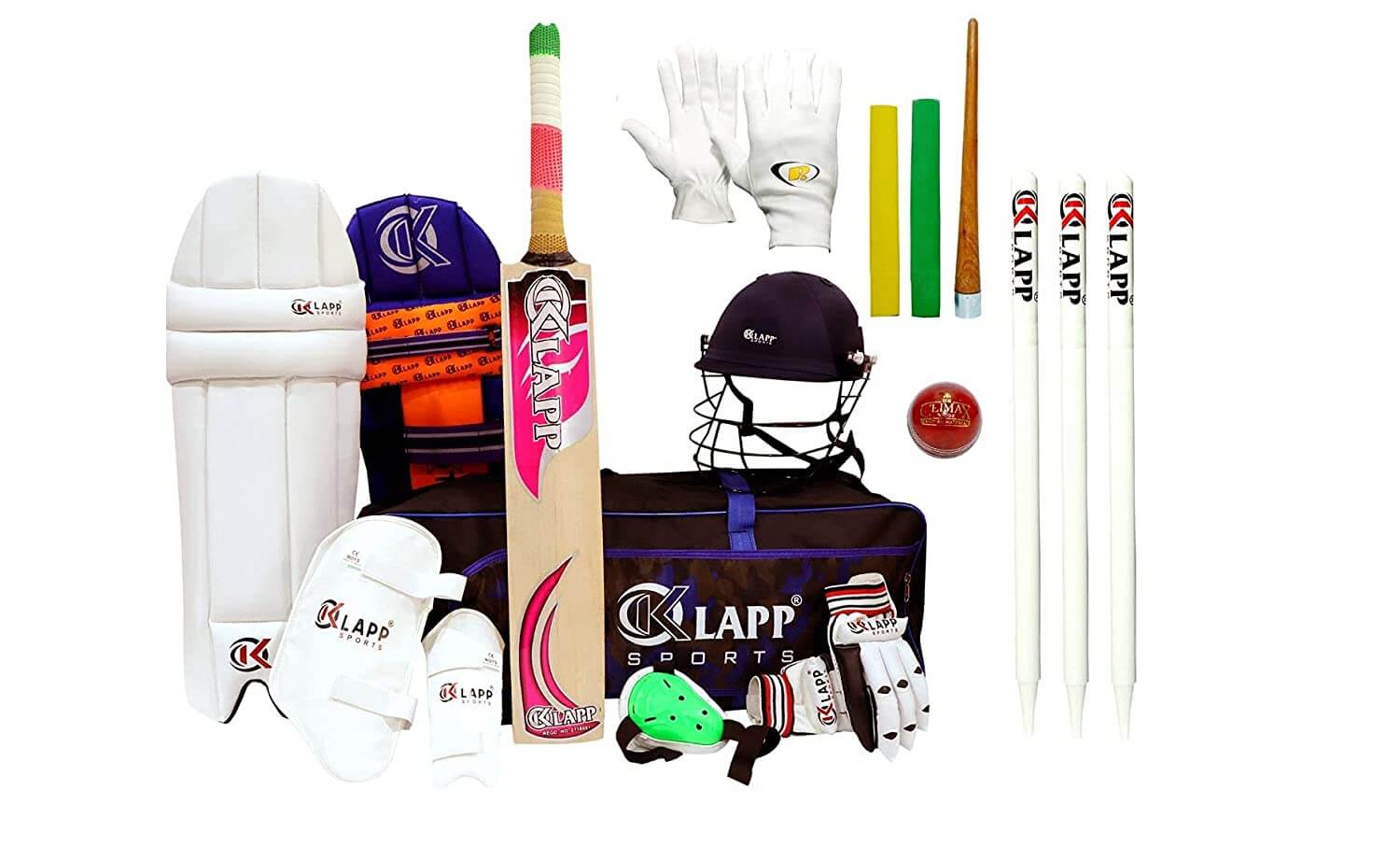 Klapp 12 Pieces Cricket kit with Klapp Brand Stumps Set