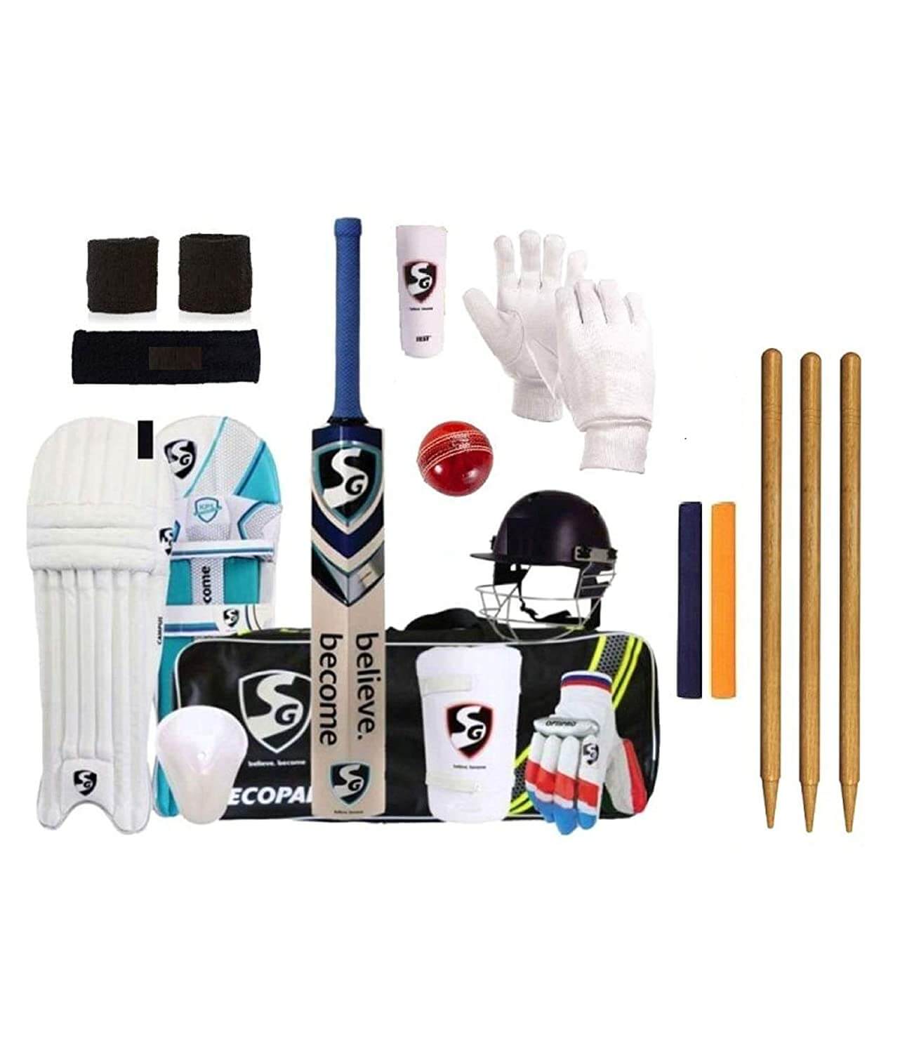 SG Full Cricket Kit Combo with Spofly™ Brand Stumps