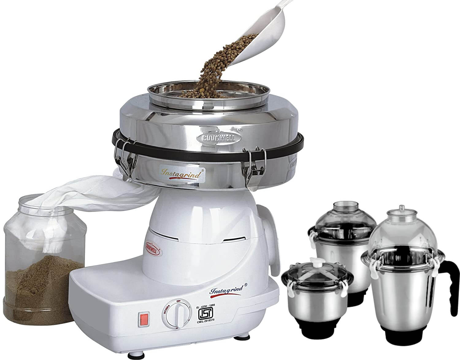 COOKWELL Instagrind 750W Mixer Grinder & Flour Mill with 3 Jars 