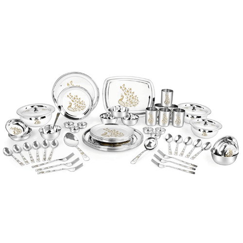 Classic-Essentials-Stainless-Steel-Peacock-Dinner-Set