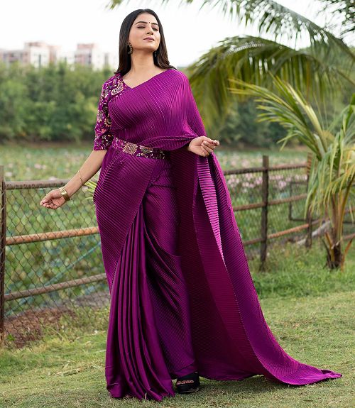 Pleated Sarees- best diwali outfit ideas